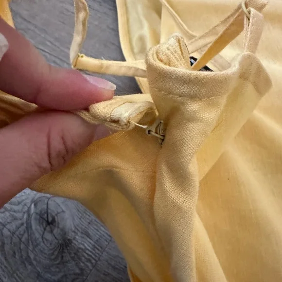 ASOS Yellow Cotton Dress with Side Slit, Zipper and Adjustable Straps! - Picture 5 of 6